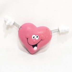 Valentine's Day Heart Spring Arms Happy Smiley Lapel Pin 1.5" Resin 1980s Russ